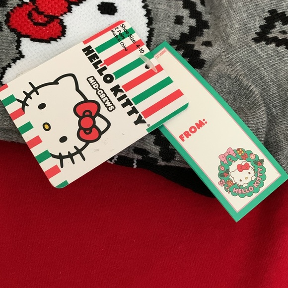 Hello Kitty Women’s Christmas Mid-Crew Socks - 2 Pair NWT - Picture 5 of 5